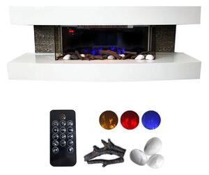 Wall Mounted Electric Fires ElectricSun Paula Medium White Modern Electric Fireplace, with Sound Effect, 10 Colour, with APP, W120xH46x31cm