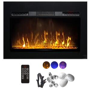 Wall Mounted Electric Fires, Free Standing, Incorporated ElectricSun Paula Glass XXS Black, 3 Colour L76xH45x16cm