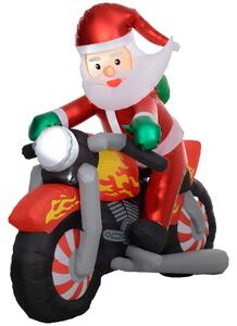 Outsunny Inflatable Santa with IP44 Rated Polyester Shell Is Safe In Mild Rain, 5.6ft Inflatable Santa Claus Motorcycle Decoration Aosom UK