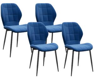 HOMCOM Set of Four Flannel Relaxed Tub Dining Chairs - Dark Blue