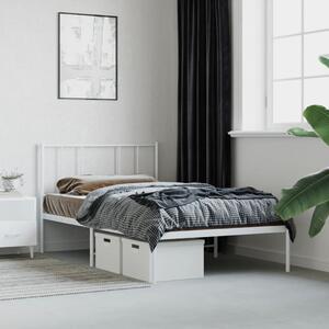Metal Bed Frame with Headboard White 75x190 cm Small Single