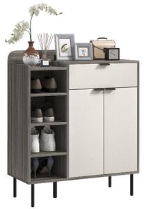 HOMCOM Modern and Minimal 12 Shoe Storage Cabinet - Grey/White