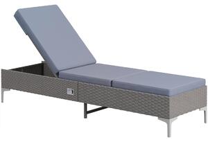 Outsunny Rattan Sun Lounger with Adjustable Backrest, PE Material, Daybed with Removable Cushion, Dark Grey Aosom UK