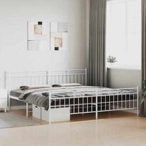Metal Bed Frame with Headboard and Footboard White 193x203 cm