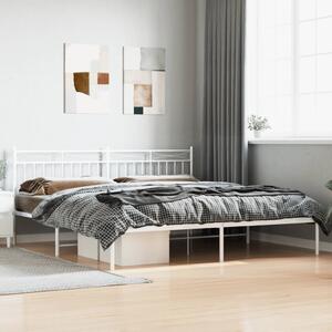Metal Bed Frame with Headboard White 193x203 cm
