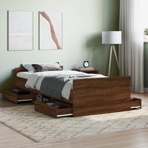 Braga Wooden Single Bed With Drawers In Brown Oak