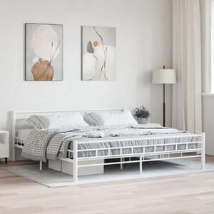 Bed Frame White Metal 180x200 cm Super King
