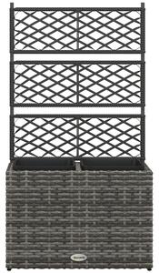 Outsunny 22L Garden PE Rattan Planter w/ Trellis, Free Standing Flower Raised Bed w/ 2 Plant Boxes for Climbing Plants, 57x30x107 cm, Mixed Grey