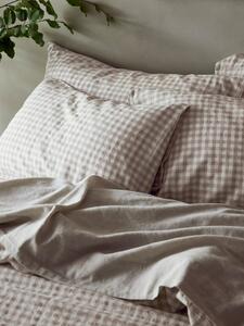 Mushroom Gingham Linen Blend Pillowcases (Pair) | Super King | Piglet in Bed