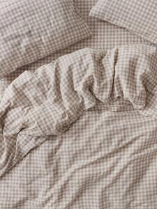 Mushroom Gingham Linen Blend Duvet Cover | Single | Piglet in Bed