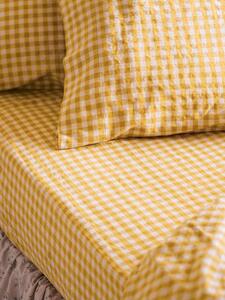 Honey Gingham Linen Blend Fitted Sheet | Single | Piglet in Bed