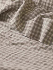 Mushroom Gingham Linen Blend Flat Sheet | Single | Piglet in Bed