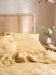 Honey Gingham 100% Linen Pillowcases (Pair) | Square | Piglet in Bed