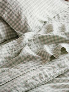 Sage Green Gingham Linen Blend Flat Sheet | Double | Piglet in Bed