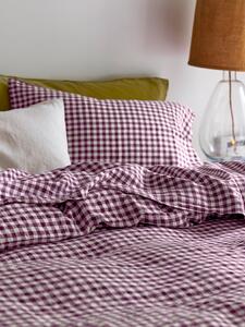 Berry Gingham Linen Blend Flat Sheet | Single | Piglet in Bed