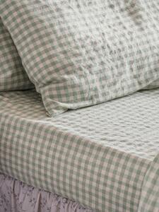 Sage Green Gingham Linen Blend Fitted Sheet | Single | Piglet in Bed