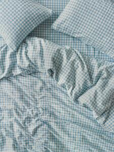 Warm Blue Gingham Linen Blend Duvet Cover | Single | Piglet in Bed