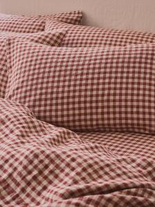 Rhubarb Gingham 100% Linen Pillowcases (Pair) | Super King | Piglet in Bed