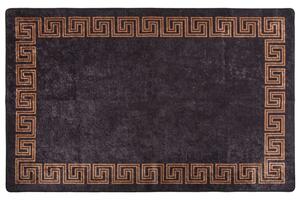 Corwin 150cm Polyester Washable Anti-Slip Rug In Black And Brown