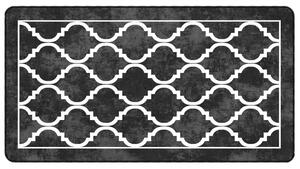 Corwin 150cm Polyester Washable Anti-Slip Rug In Black And White