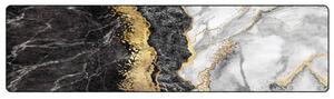 Corwin 300cm Polyester Washable Anti-Slip Rug In Gold, Black And White