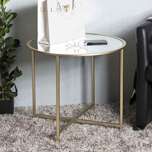 Chatham Small Round Metal End Table With Glass Top In Gold