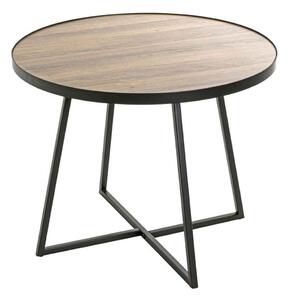 Chatham Round Metal End Table In Black And Oak