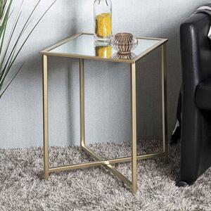 Chatham Large Square Metal End Table With Glass Top In Gold