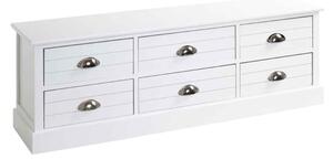 Carthage Wooden Seating Bench With 6 Drawers In White