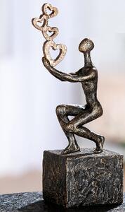 Carnation Synthetic Resin Person Flying Hearts Sculpture In Antique