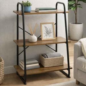 Hayesville Bookcase With 3 Shelfs In Black And Oak