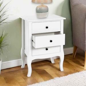 Jewett Wooden End Table With 3 Drawers In White