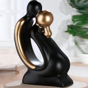 Ocala Medium Ceramics Couple Kiss Sculpture In Black And Gold