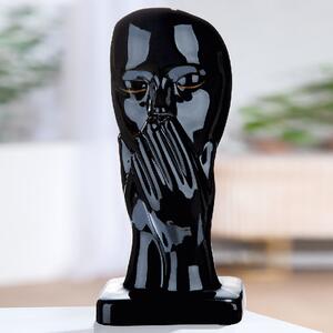Ocala Ceramic Mouth Covering Sculpture In Black And Gold