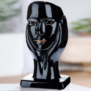 Ocala Ceramic Ear Covering Sculpture In Black And Gold