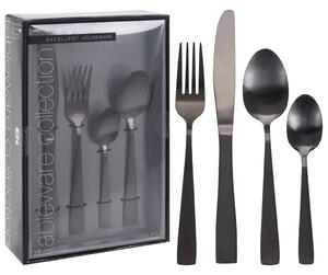 Excellent Houseware 16 Piece Cutlery Set Stainless Steel Black