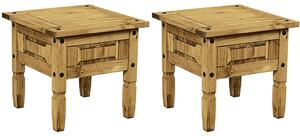 Carlen Distressed Oak Wooden Lamp Table In Pair