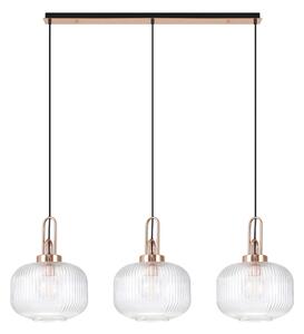 Glenn 3 Light Pumpkin Linear Pendant in a Copper With Clear Glass