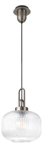 Glenn 1 Light Pumpkin Ceiling Pendant in Antique Silver With Clear Glass