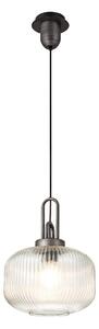 Glenn 1 Light Pumpkin Ceiling Pendant in Aged Pewter With Clear Glass