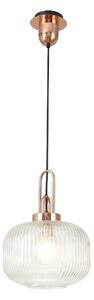 Glenn 1 Light Pumpkin Ceiling Pendant in Copper With Clear Glass