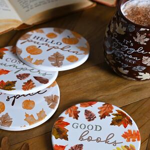 Country Living Set of 4 Round Autumn Coasters MultiColoured