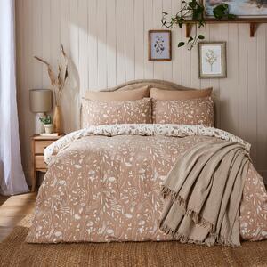 Elsie Botanical Reversible Duvet Cover & Pillowcase Set Natural