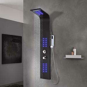 Arvada 4 Modes Shower Panel System With Shower Kit And LED 1300mm Height - Black