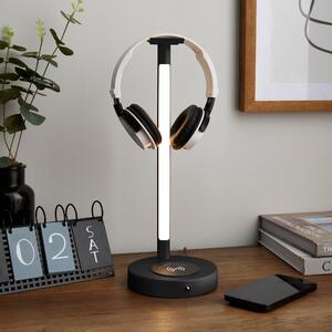 Headphone Holder Led Touch Dimmable Charger Table Lamp Black