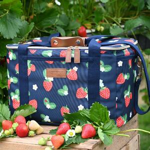 Strawberries & Cream Luxury 18 Litre Insulated Family Picnic Cool Bag Navy