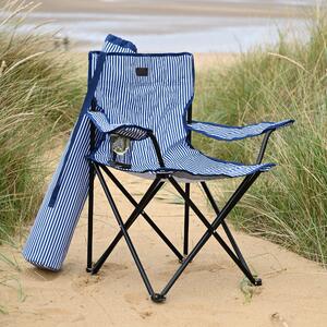Foldaway Camping Chair Navy Blue/White