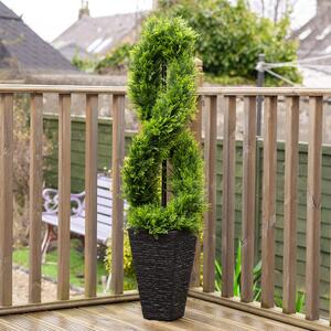 Artificial Twisted Cedar Topiary in Stone Pot Green