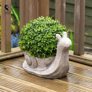 Artificial 28cm Boxwood Topiary in Snail Plant Pot Green