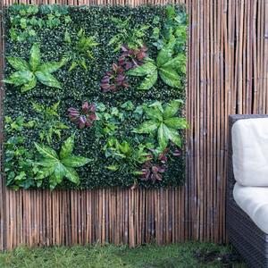 Artificial Mixed Foliage Flower Wall Panel Green